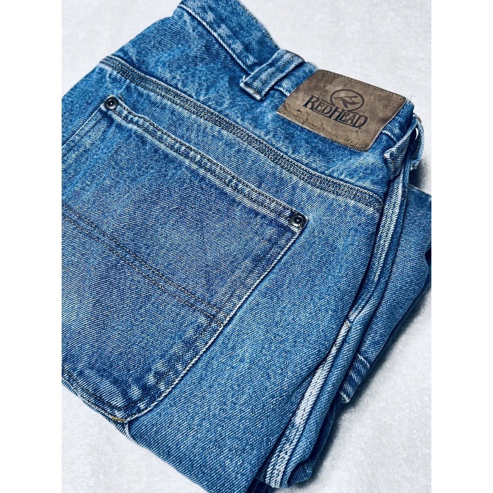RedHead Flannel Lined Carpenter Jeans 38x30 Blue Denim Work Pants Baggy VINTAGE